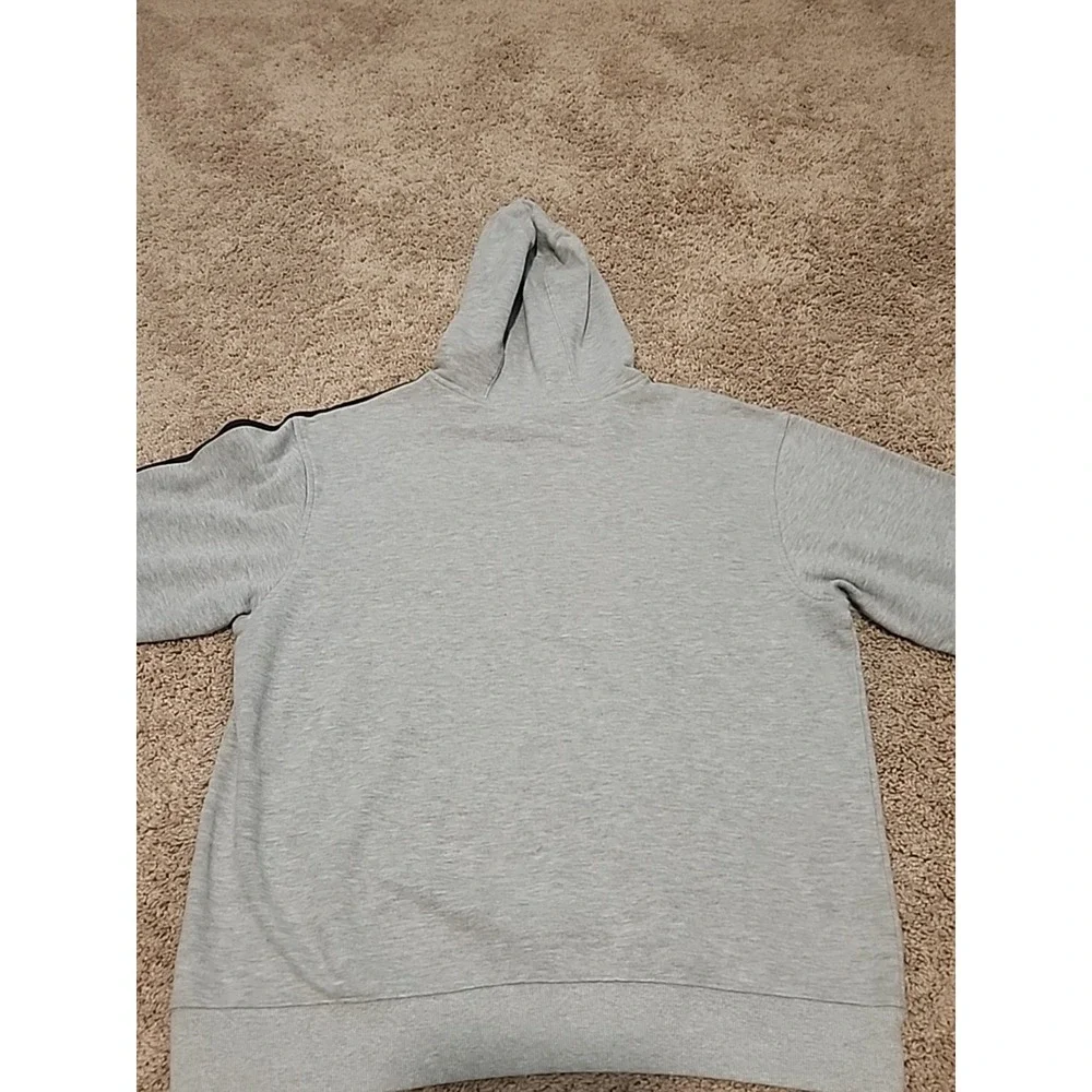 Vintage Adidas‎ Men's Large Hoodie Pullover Gray Striped Sleeves - Excellent